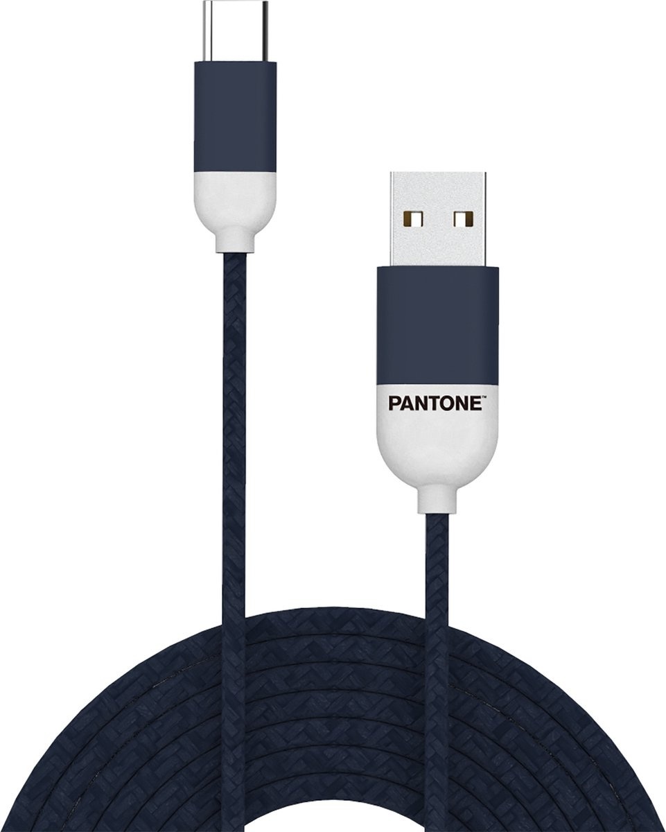 4713213361290 - Pantone - USB-Kabel Typ-C 15 Meter Blau - Gummi