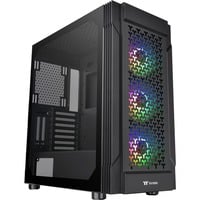 4713227529440 - CA-1W2-00M1WN-01 Midi-Tower PC-Gehäuse Schwarz 3 Vorinstallierte LED Lüfter LCS Kompatibel Seitenfenster Für DIY Wasserkühlung geeignet Für AIO