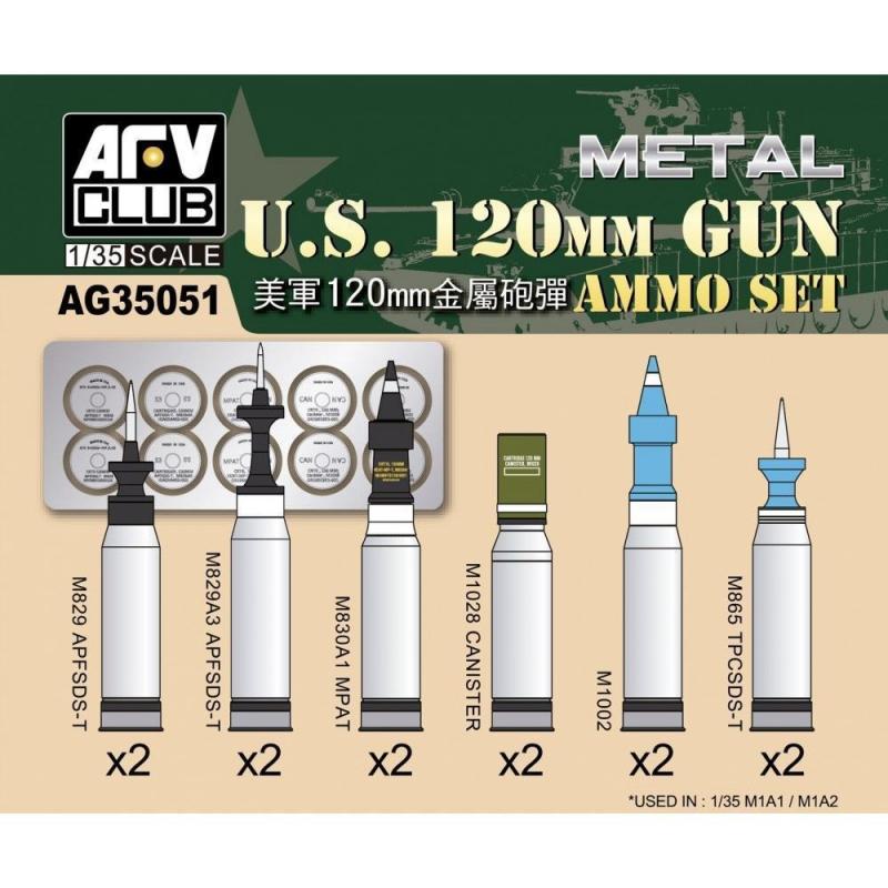 4716965900519 - AFV-Club AG35051 - US M1A1 M1A2 M256 120mm Ammo set(Aluminum) in 135