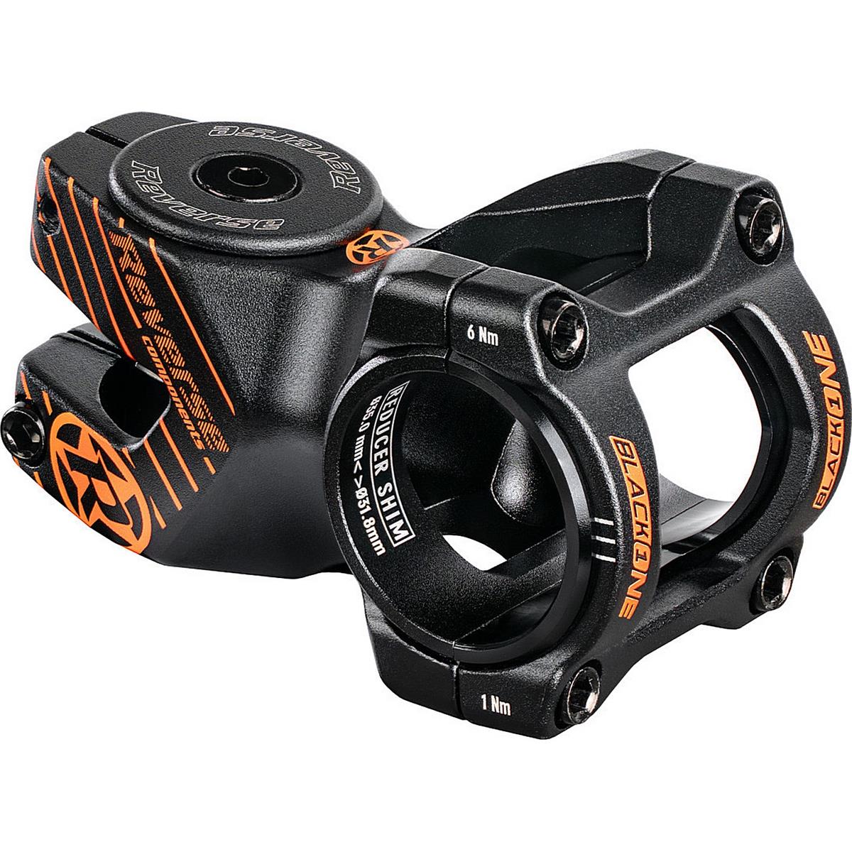 4717480168859 - Enduro Vorbau Black-One D-2 50mm kompatibel Ø318 & Ø35mm Schwarz mit orangen Details