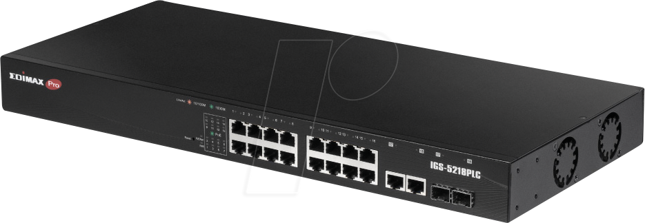 4717964704962 - EDIMAX IGS-5218PLC Industrial Ethernet Switch 16 + 2 Port 3600 MBit s PoE-Funktion