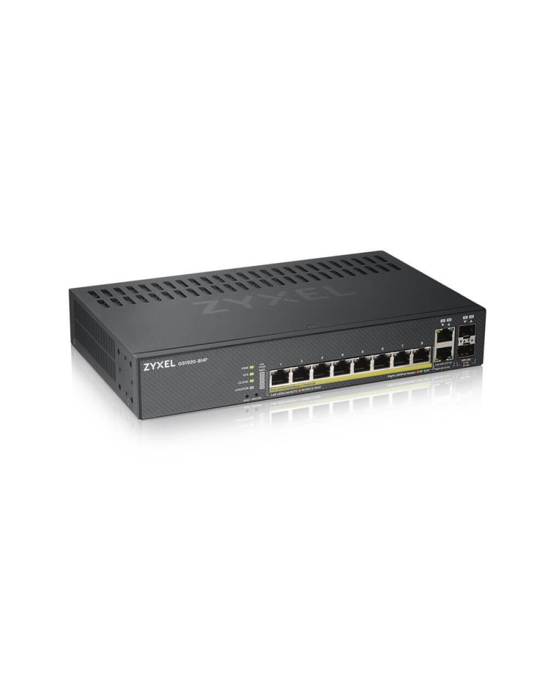 4718937602230 - GS1920-8HPv2 - Switch - Smart - 8 x 10 100 1000 (PoE+) + 2 x Kombi-Gigabit-SFP - Desktop wandmontierbar - PoE+ (130 W)