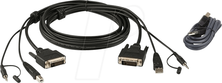 4719264647086 - ATEN KVM Anschlusskabel [1x DVI-D Stecker USB 20 Stecker A Klinkenstecker 35 mm - 1x DVI-D Stecker USB 20 Buchse A Klinkenstecker 35 mm] 180 m Schwarz