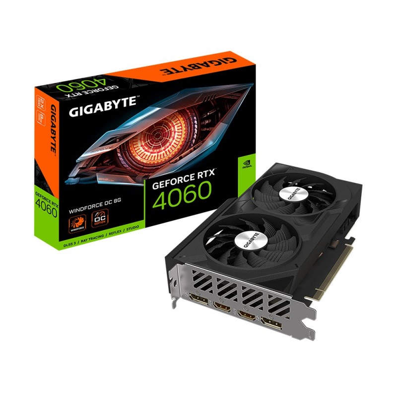 4719331313685 - Grafikkarte Nvidia GeForce RTX 4060 Windforce Overclocked 8 GB GDDR6-RAM PCIe x16 DisplayPort HDMI® Übertaktet   Overclocked