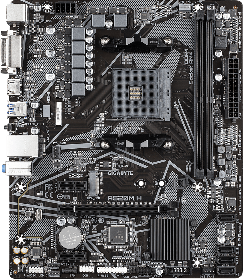 4719331809683 - A520M H (rev 10) Mainboard Sockel (PC) AMD AM4 Formfaktor (Details) Micro-ATX Mainboard-Chipsatz AMD® A520