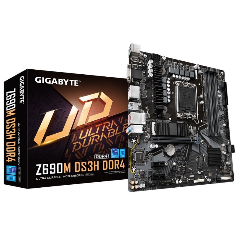 4719331830625 - GIGABYTE Z690M DS3H DDR4 - 10 - motherboard - micro ATX - LGA1700 Socket - Z690 Mainboard - Intel Z690 - Intel LGA1700 socket - DDR4 RAM - Micro-ATX