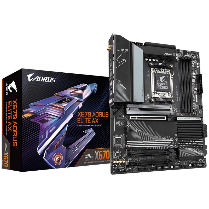 4719331848798 - X670 AORUS ELITE AX Mainboard Sockel (PC) AMD AM5 Formfaktor (Details) ATX Mainboard-Chipsatz AMD® X670