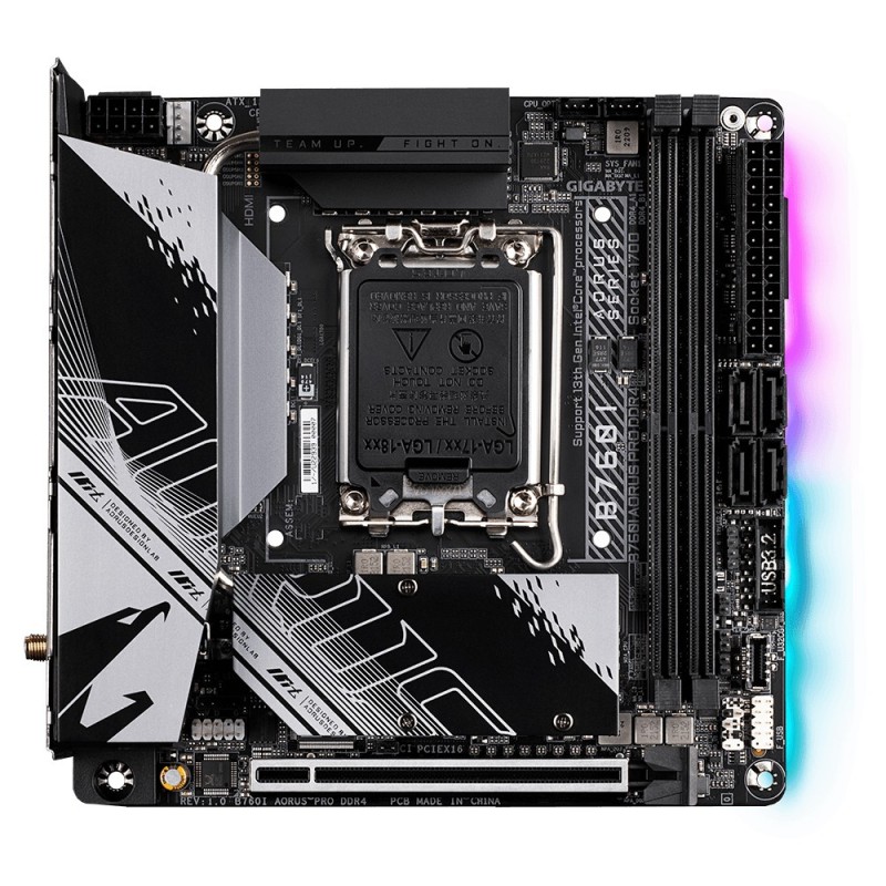 4719331851576 - B760I AORUS PRO DDR4 Mainboard Sockel (PC) Intel® 1700 Formfaktor (Details) Mini-ITX Mainboard-Chipsatz Intel® B760 Express