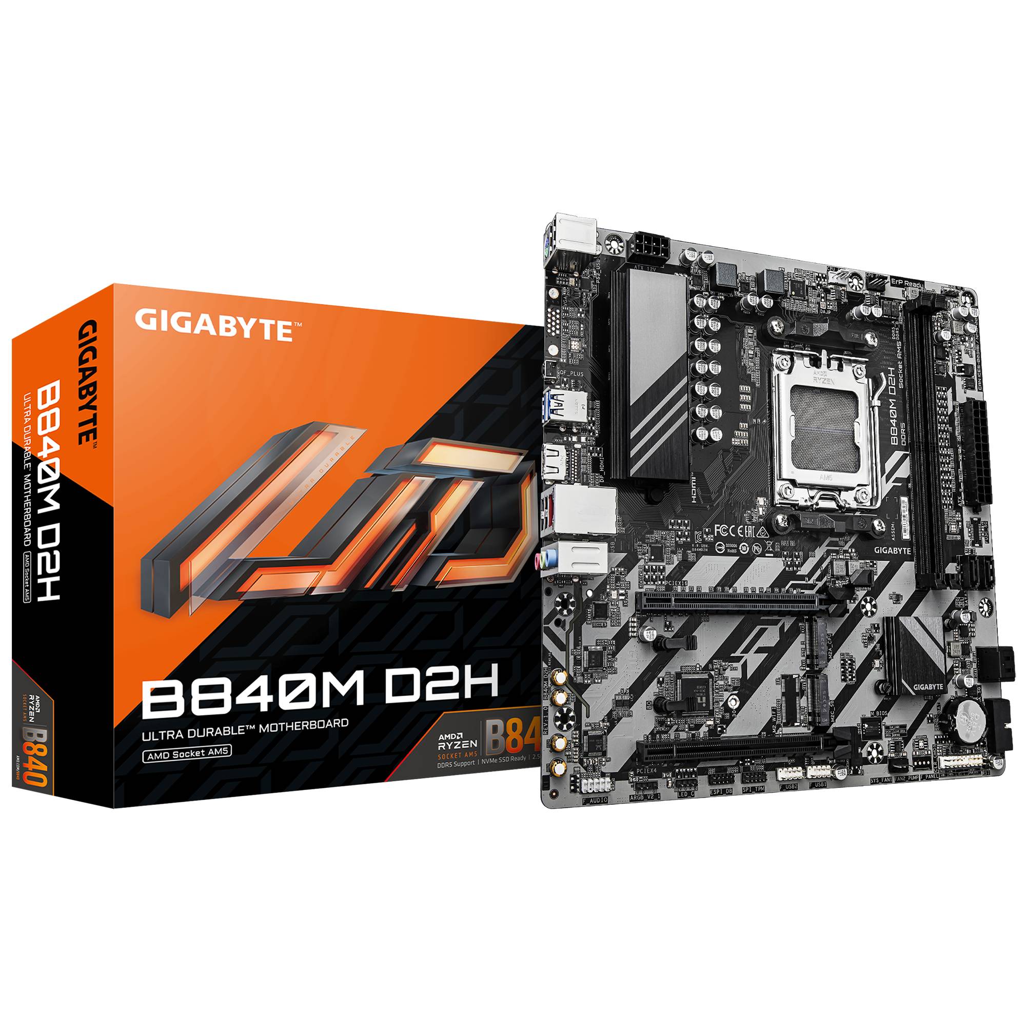 4719331868116 - GIGABYTE B840M D2H - motherboard - micro ATX - Socket AM5 - AMD B840 Mainboard - AMD B840 - AMD AM5 socket - DDR5 RAM - Micro-ATX 4719331868116 - GIGABYTE B840M D2H - motherboard - micro ATX - Socket AM5 - AMD B840 Mainboard - AMD B840 - AMD AM5 socket - DDR5 RAM - Micro-ATX
