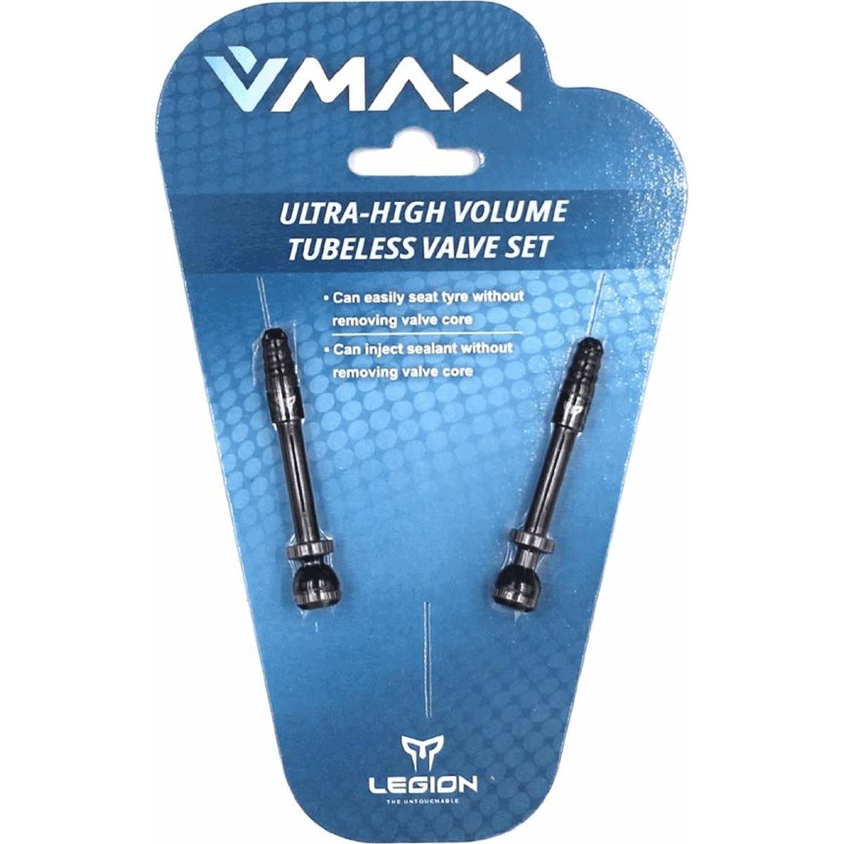 4719579720146 - V-MAX 675mm Tubeless Ventile aus schwarzem Aluminium - 2er Set für 45mm Felgen 4719579720146 - V-MAX 675mm Tubeless Ventile aus schwarzem Aluminium - 2er Set für 45mm Felgen