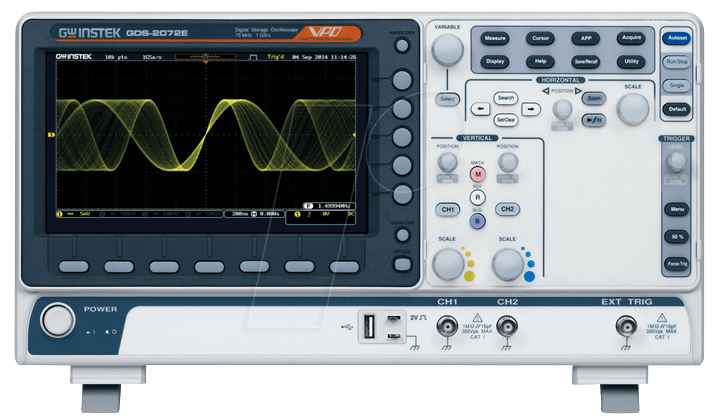 4719692503923 - GW Instek GDS-2202E Digital-Oszilloskop 200 MHz 2-Kanal 1 GSa s 8 Bit 1 St