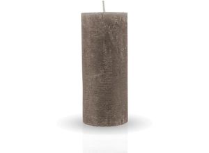 4740302708339 - Hs Candle - Rustikale Stumpenkerze Taupe Ø7cm x 15cm - vers Farben   Größen - lang Brenndauer Antik Kerze Duftfreie Altarkerze - Dekokerze - Taupe