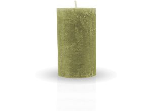 4740302713487 - Hs Candle - Rustikale Stumpenkerze Olive Ø7cm x 12cm - vers Farben   Größen - lang Brenndauer Antik Kerze Duftfreie Altarkerze - Dekokerze - Olive