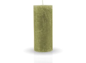 4740302713531 - Hs Candle - Rustikale Stumpenkerze Olive Ø7cm x 15cm - vers Farben   Größen - lang Brenndauer Antik Kerze Duftfreie Altarkerze - Dekokerze - Olive