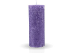 4740302713579 - Hs Candle - Rustikale Stumpenkerze Lila Ø7cm x 18cm - vers Farben   Größen - lang Brenndauer Antik Kerze Duftfreie Altarkerze - Dekokerze - Lila