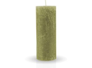 4740302713593 - Hs Candle - Rustikale Stumpenkerze Olive Ø7cm x 18cm - vers Farben   Größen - lang Brenndauer Antik Kerze Duftfreie Altarkerze - Dekokerze - Olive