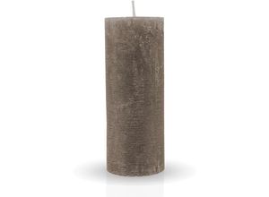 4740302713609 - Hs Candle - Rustikale Stumpenkerze Taupe Ø7cm x 18cm - vers Farben   Größen - lang Brenndauer Antik Kerze Duftfreie Altarkerze - Dekokerze - Taupe