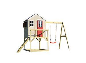 4751017090770 - Kinderspielhaus Stelzenhaus Zebra mit Veranda und Schaukel holz rot - Wendi Toys 4751017090770 - Kinderspielhaus Stelzenhaus Zebra mit Veranda und Schaukel holz rot - Wendi Toys