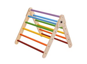 4751038480758 - Katehaa - Kletterdreieck aus Holz Regenbogenfarben Indoor Klettergerüst für Kinder Montessori Spielzeug - Braun