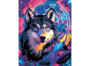 4778004516938 - Malen nach Zahlen auf Leinwand Wolf und Traumfänger 40 x 50 cm