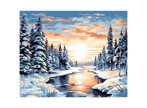 4778004521673 - Malen nach Zahlen auf Leinwand Fluss im Winter 50 x 40 cm