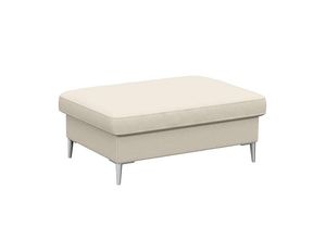 4778005334258 - Pouf FLEXLUX Fiore Poufs Gr B H T 97 cm x 34 cm x 66 cm Echtleder weiß (warm white) Poufs Kaltschaum Füße Alu