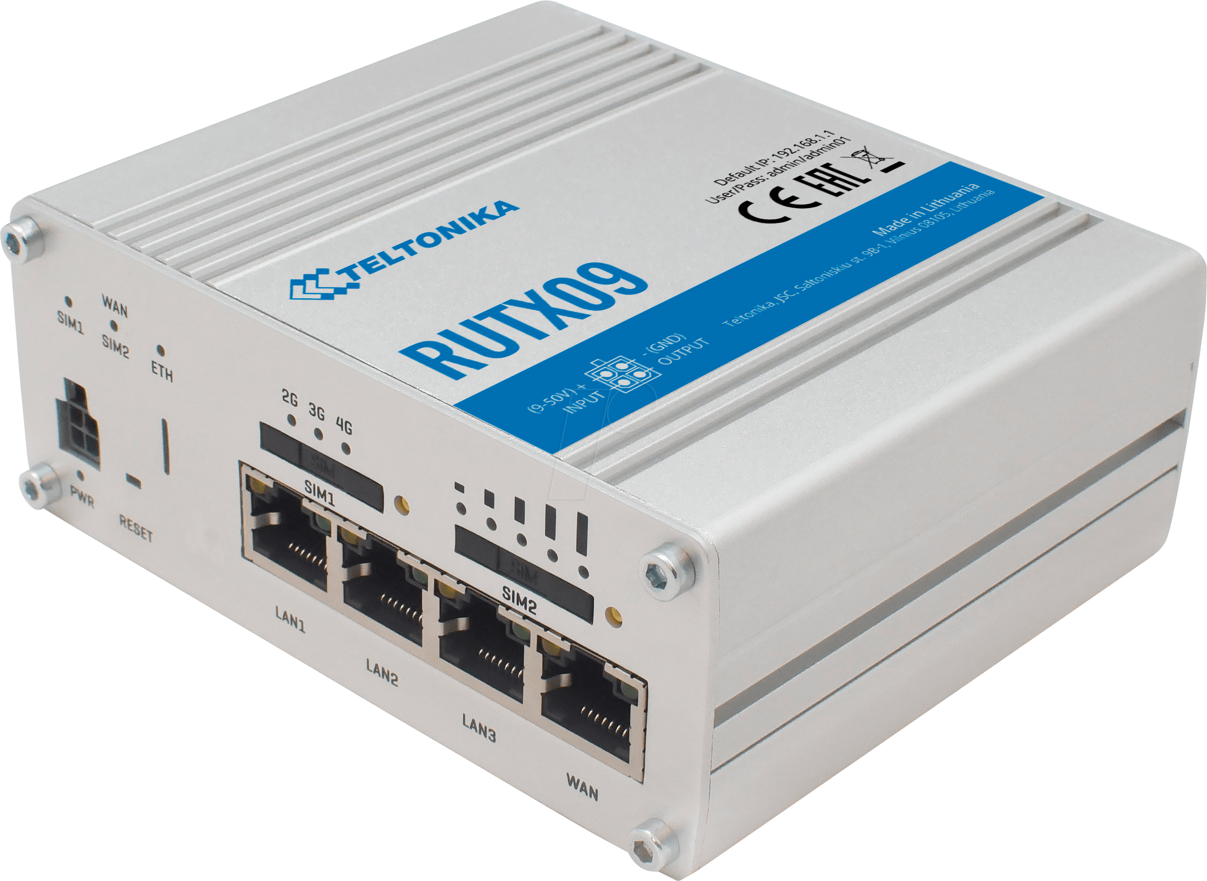 4779027312460 - TELTONIKA RUTX09 - LTE-A Cat6 4GE IoT Router Dual SIM Carrier Aggregation (RUTX09000000)