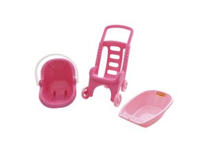 4810344042842 - Polesie 42842 Puppenwagen 3 in 1 Set Puppenbuggy Schaukelkorb Puppen-Badewanne pink