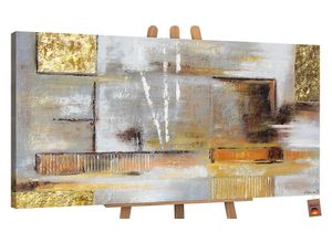 4820150000097 - YS-Art Gemälde Goldene Abstraktion Abstraktion Gold auf Leinwand Handgemalt Ab