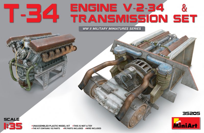 4820183310507 - MiniArt 35205 - 135 T-34 Engine(V-2-34) & Transmission Set