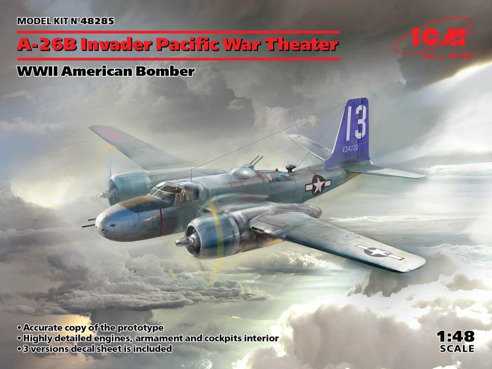 4823044406319 - ICM 48285 - A-26 Invader Pacific War Theater WWII American Bomber in 148 4823044406319 - ICM 48285 - A-26 Invader Pacific War Theater WWII American Bomber in 148