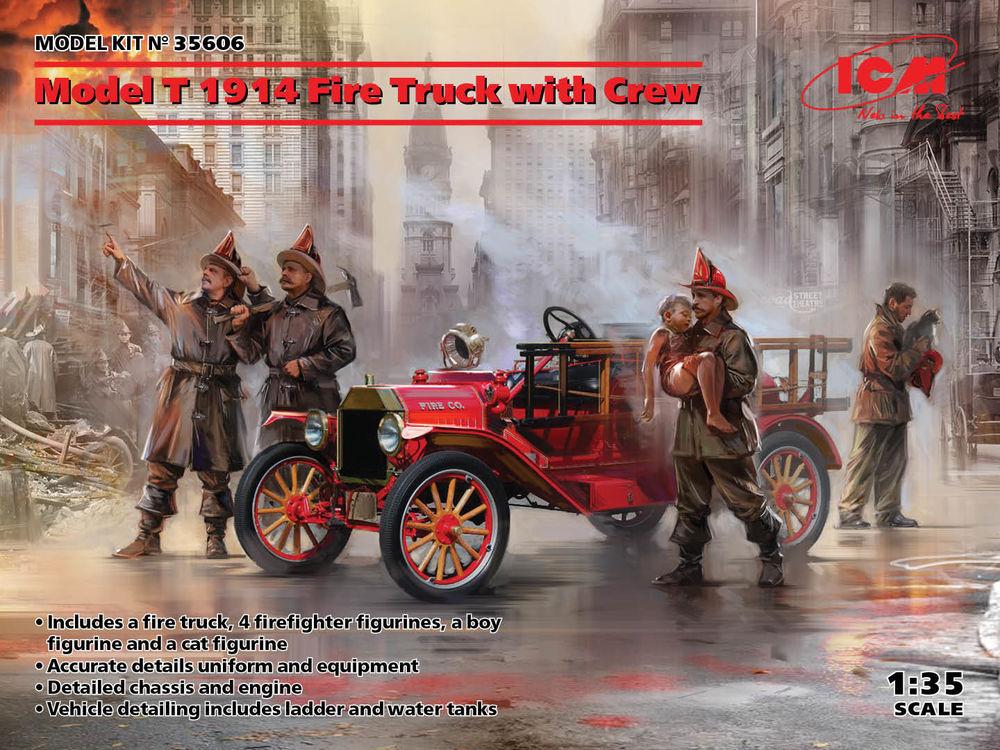 4823044407965 - ICM 35606 - Model T 1914 Fire Truck with Crew in 135