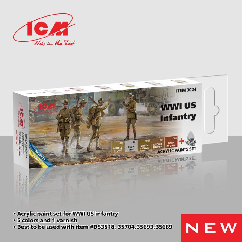 4823044409181 - Acrylic Paint Set - WWI US Infantry [6 x 12 ml]