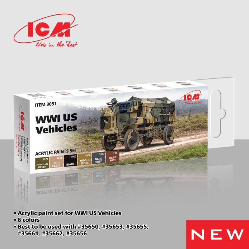 4823044410828 - Acrylic Paint Set -WWI US military vehicles [6 x 12 ml]