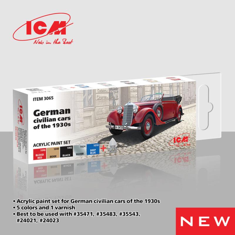 4823044411030 - Acrylic Paint Set - German civilian cars of the 1930s [6 x 12 ml]