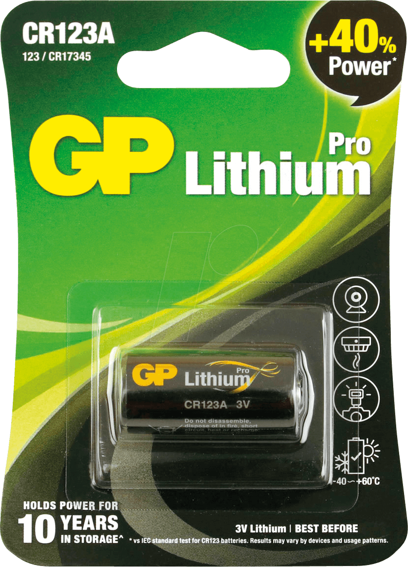 4891199001086 - GP CR123A - Lithium Batterie CR123A 1500 mAh 1er-Pack