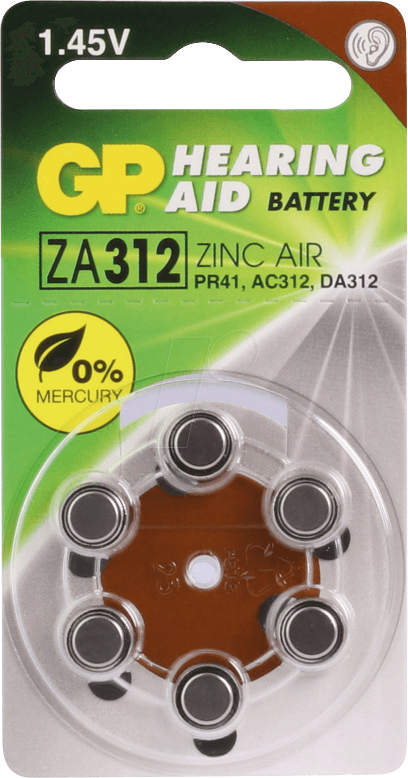 4891199005169 - GPZA312F169C6 Knopfzelle za 312 Zink-Luft 170 mAh 14 v 6 St - Gp Batteries