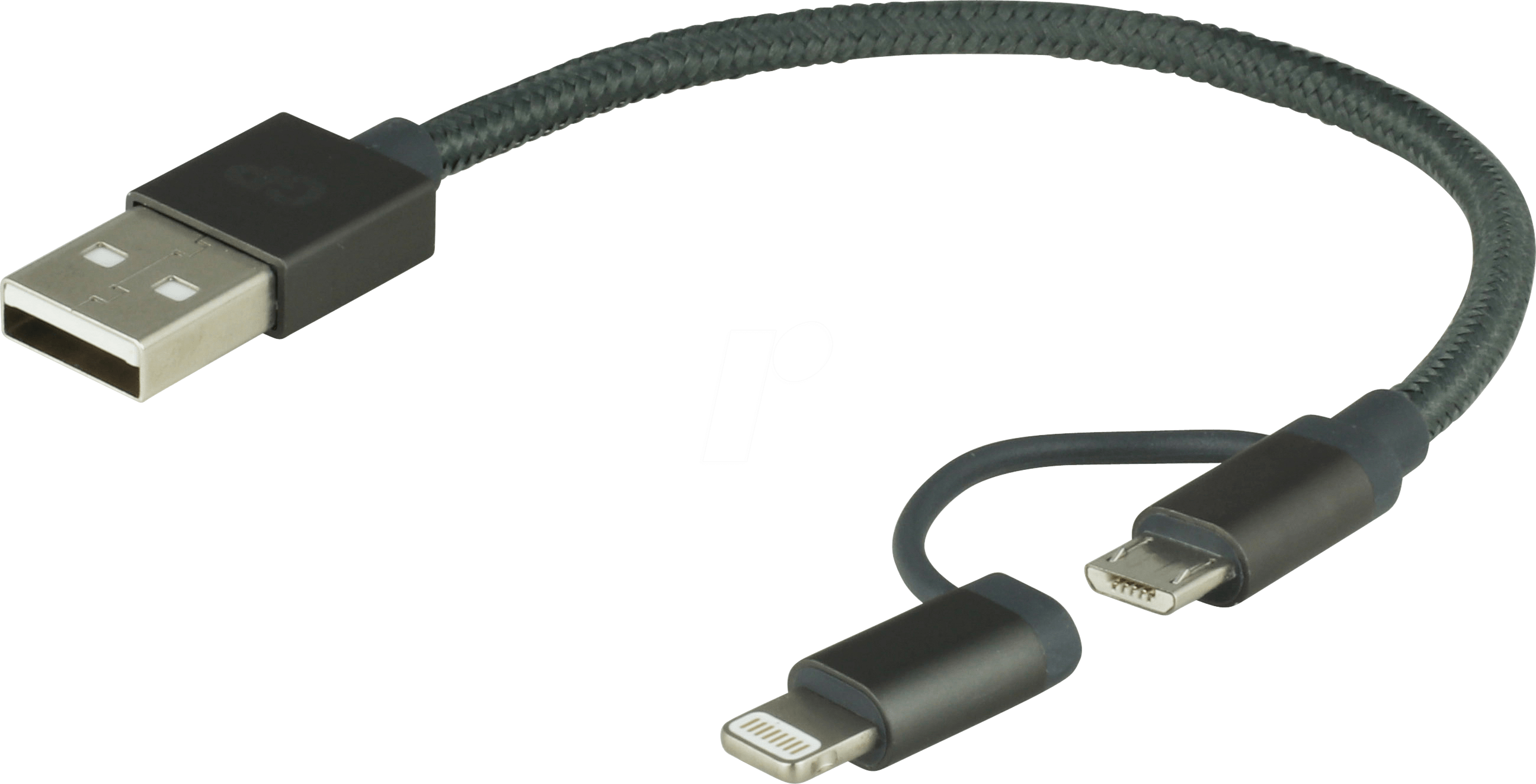 4891199171628 - GP CB03 - Sync- & Ladekabel USB-A -> micro-USB & Lightning Grau Nylon 0