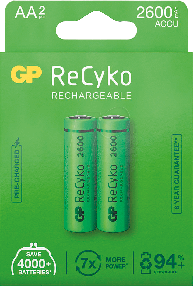 4891199199776 - Rec 2AA 2600 - ReCyko+ NiMh Akku aa (Mignon) 2600 mAh 2er-Pack (120270AAHCE-C2) - GP