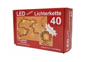 4893299025078 - Buri - Außenlichterkette 40 led Lichterkette warm weiß Außenbeleuchtung Weihnachtslicht