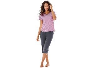 4893962209927 - Große Größen HIS Capri-Pyjama mit T-Shirt hellpink+anthrazit Gr44 46