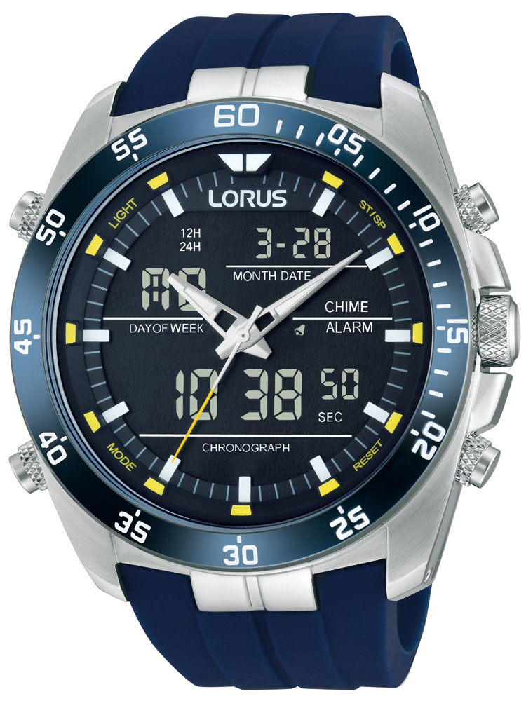 4894138352942 - Chronograph LORUS Armbanduhren blau Herren Quarzuhren Armbanduhr Quarzuhr Herrenuhr Stoppfunktion Digitalanzeige Datum