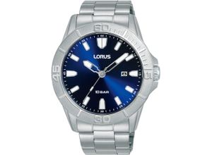 4894138360077 - Quarzuhr LORUS Armbanduhren silberfarben (silberfarben blau) Herren Quarzuhren Armbanduhr Herrenuhr Datum