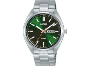 4894138360114 - Quarzuhr LORUS Armbanduhren silberfarben (silberfarben grün) Damen Quarzuhren Armbanduhr Damenuhr Herrenuhr Datum bis 10 bar wasserdicht