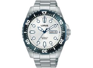 4894138360411 - Automatikuhr LORUS Sports Armbanduhren silberfarben (silberfarben weiß) Herren Armbanduhr Herrenuhr Mechanische Uhr Edelstahlarmband analog