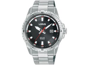 4894138361081 - Solaruhr LORUS Sports Armbanduhren silberfarben (silberfarben schwarz) Herren Armbanduhr Herrenuhr Edelstahlarmband analog Tag