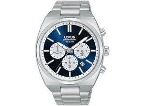 4894138361203 - Chronograph LORUS Sports Armbanduhren silberfarben (silberfarben blau) Herren Quarzuhr Armbanduhr Herrenuhr Edelstahlarmband Tag Stoppfunktion