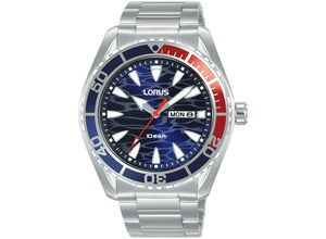 4894138361265 - Quarzuhr LORUS Sports Armbanduhren silberfarben (silberfarben blau) Herren Armbanduhr Herrenuhr Edelstahlarmband analog Wochentag Tag