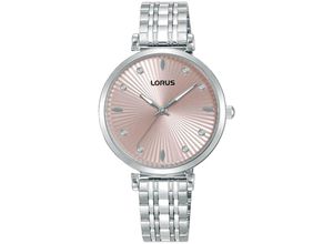 4894138361883 - Quarzuhr LORUS Women Armbanduhren silberfarben (silberfarben rosé) Damen Armbanduhr Damenuhr Edelstahlarmband analog Glaskristalle