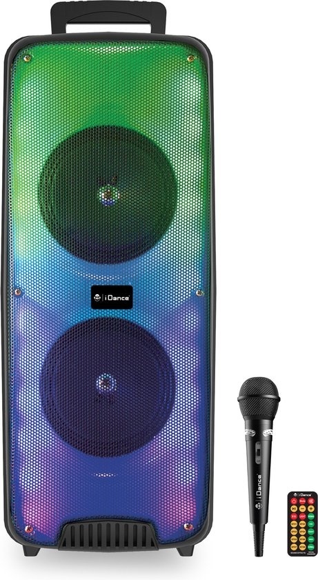 4894367021299 - GOPARTY-4 Party-Lautsprecher - Bluetooth-Lautsprecher mit Disco-Licht - 200 Watt - Karaoke-Set mit Mikrofon